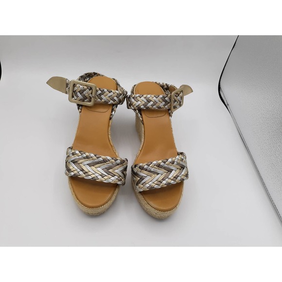 *SOLD*HERMES SOFIA METALLIC BRAIDED STRAP WEDGES - Picture 4 of 11